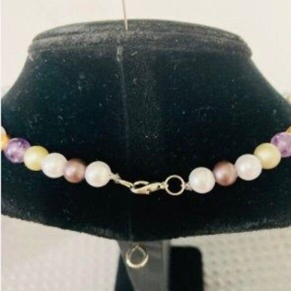 RAINBOW Pride Beads Stretchy Statement Choker Necklace 15" Long Unisex - Picture 6 of 6